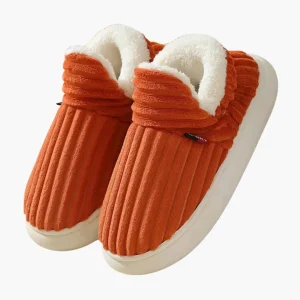 Dames Pluche Slippers – Geribbelde Binnen Schoenen