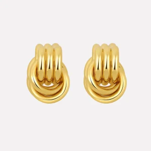 Gouden Knoop Druppel Oorringen