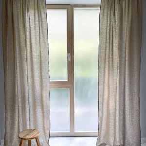 Middelzware linnen gordijnen – Beige, set van 2