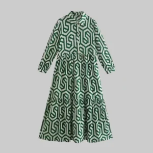 Damesjurk met lange mouwen en geometrische print