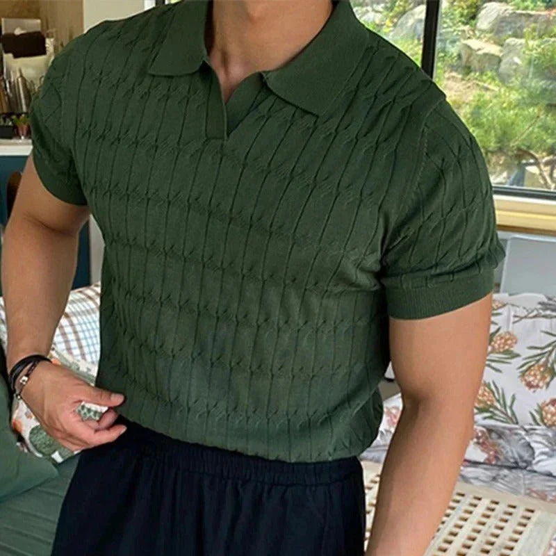 Casual jacquard gebreid poloshirt voor heren - Arthur - Afbeelding 2