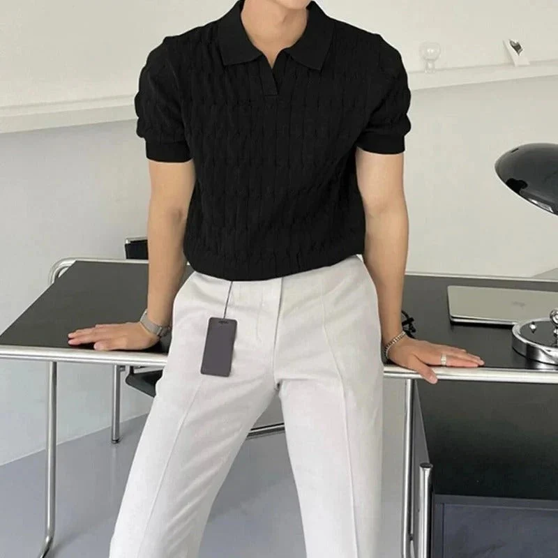 Casual jacquard gebreid poloshirt voor heren - Arthur - Afbeelding 4
