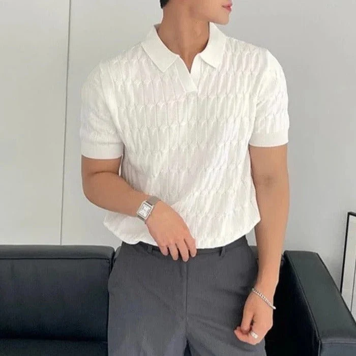 Casual jacquard gebreid poloshirt voor heren - Arthur - Afbeelding 3